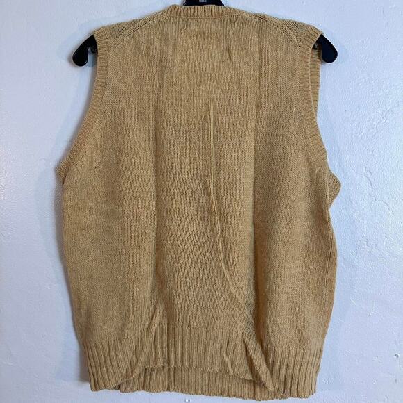 Vintage 80s Yellow Knitted Shetland Wool Sweater‎ Vest Barnaby - Picture 3 of 3